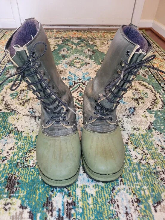 Vintage Sorel Olive Green‎ Tall Heavy Duty Winter Pac Boots, Size Mens 11