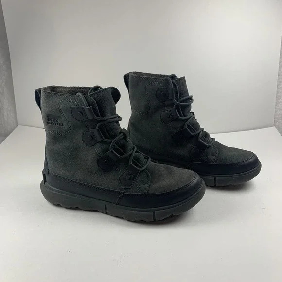 Sorel Explorer 1977211010 Boots Mens 8.5 Black Jet Suede Lace Up Waterproof 8060