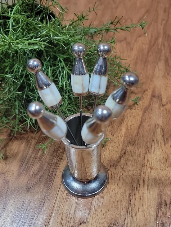 Mother of Pearl Appetizer/Martini Picks with Stand - Home Accents