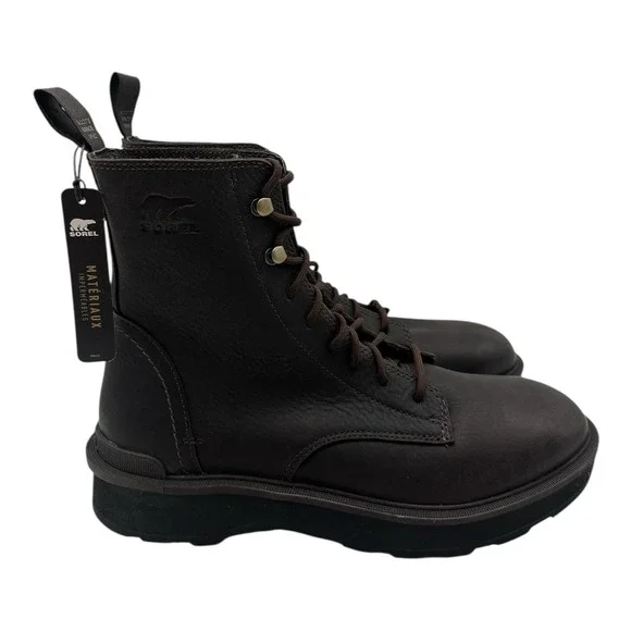 Sorel‎ Hi-Line Lace Up Boots Mens Size 8 Blackened Brown Leather Waterproof NWT