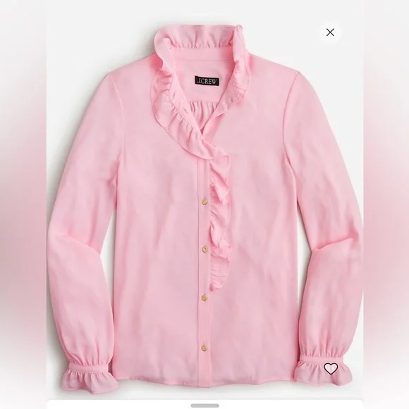 J.Crew Pink Ruffled Button-Up Blouse Draper Cottage Top