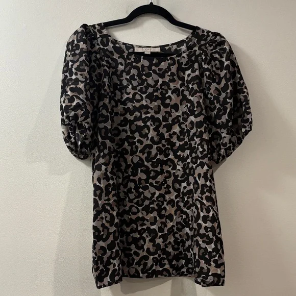 Loft | Leopard Print Puff‎ Sleeve Top