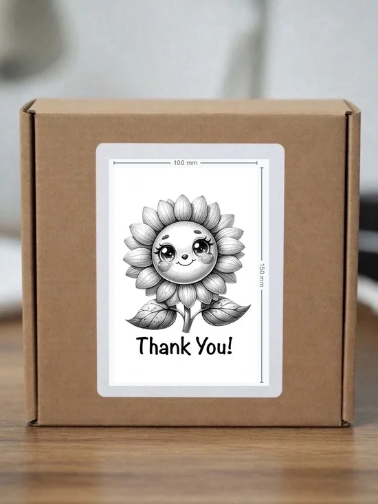 Sunflower Thank You Stickers  4”x6”-100ct.