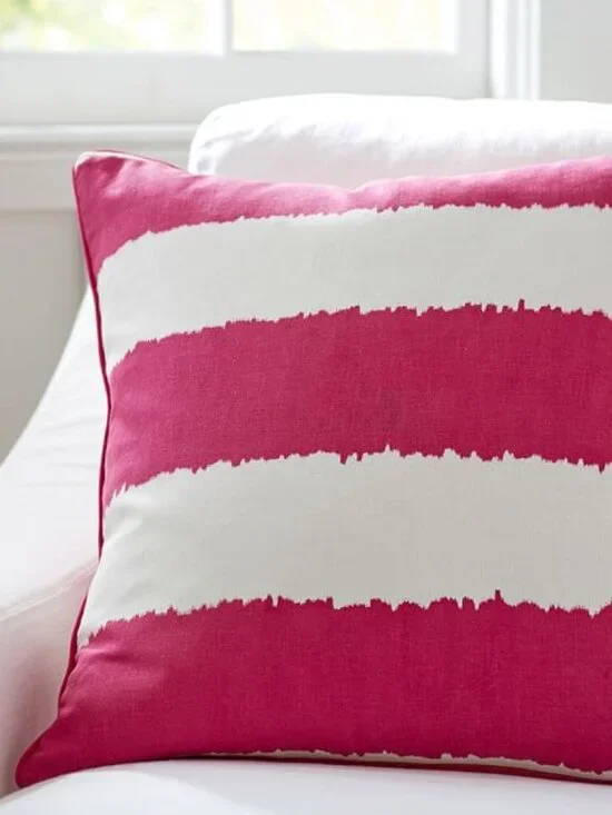 Pottery Barn Watercolor Stripe Pillow Cover Hot Pink 20 sq Fuchia New