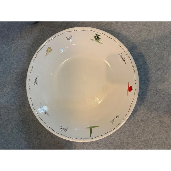 Pottery Barn Ingredients Pasta Bowl Set 3pc White Ceramic Portugal Tomato Garlic