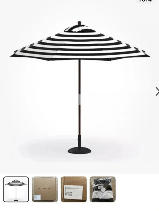 Pottery Barn Umbrella Replacement Canopy 9ft Sunbrella-Black/White Stripe NIB