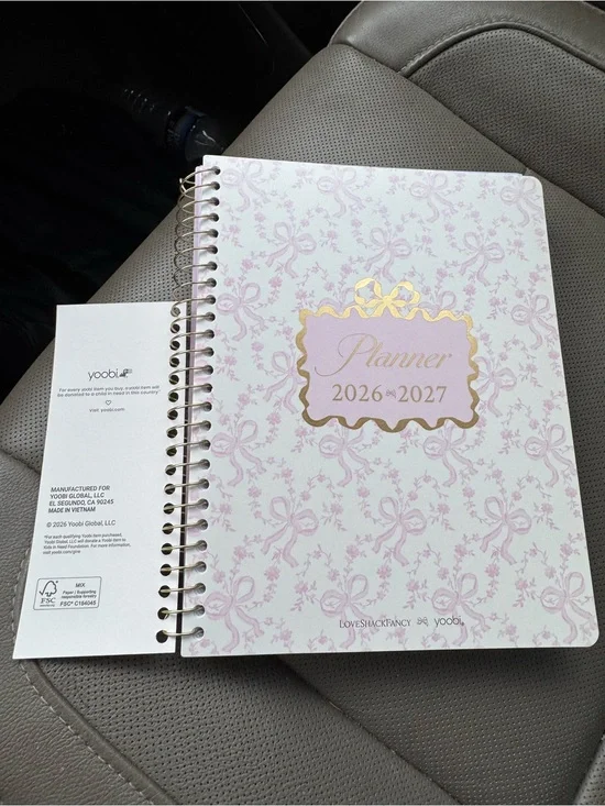 Loveshack fancy x Yoobi Pink & Gold 2026-2027 Spiral Planner