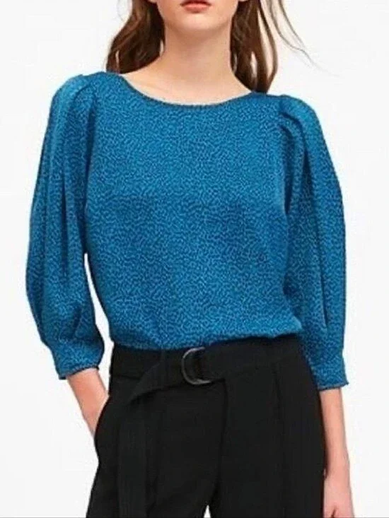 Banana Republic Blue Print Blouse Size S