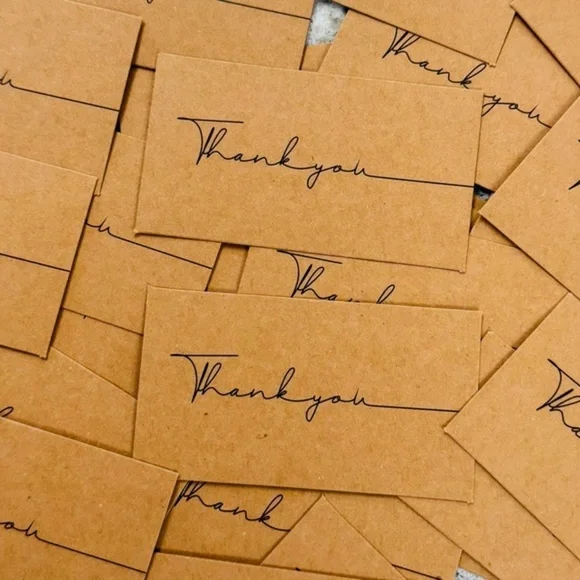25 Kraft Paper Thank You Cards (2x3.5in)