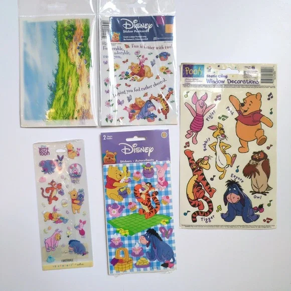 Disney Winnie the‎ Pooh Stickers Window Clings Postcard Set Sandylion Hallmark