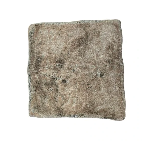 Pottery Barn Faux Fur Pillow Cover Brown Tan Square 26x26 Rustic Home Decor