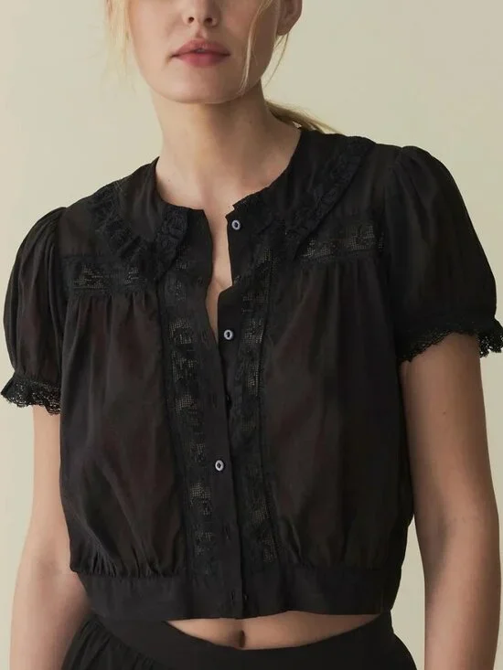 [Pre Worn] DÔEN Skylark Top in Black — Size M