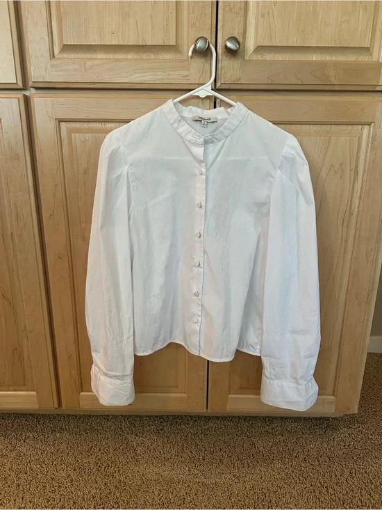 Madewell White Button-Front Poplin Blouse