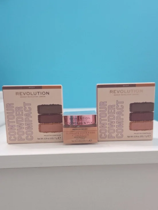 Revolution Contour Powder Compact Duo with Conceal & Fix - Brown & Beige