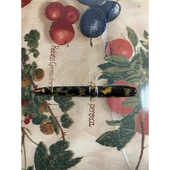 Libelle Yellow Tortoise Shell Resin BallpointPen Chrome Trim Schmidt P900 Refill