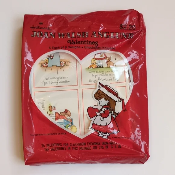 NIP Vtg 1968 Hallmark Joan Walsh Anglund Classroom Valentine Cards - Cat Hearts‎