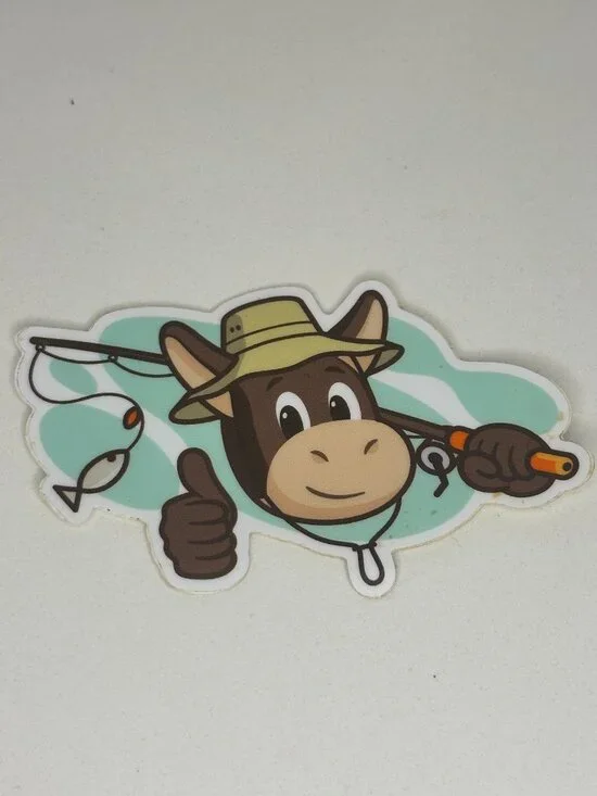 Cute Fishing Donkey Sticker | Rare Fishing Theme | 7.5cm x 5cm