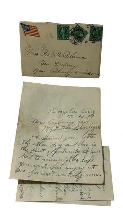 Antique 1910's Postal History WWI Original Military Soldier's Romantic Letter