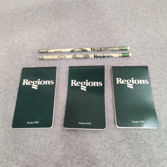 Regions Bank Promotional Stationery Set 3 Small Notebooks 2 Pencils Alabama Bank