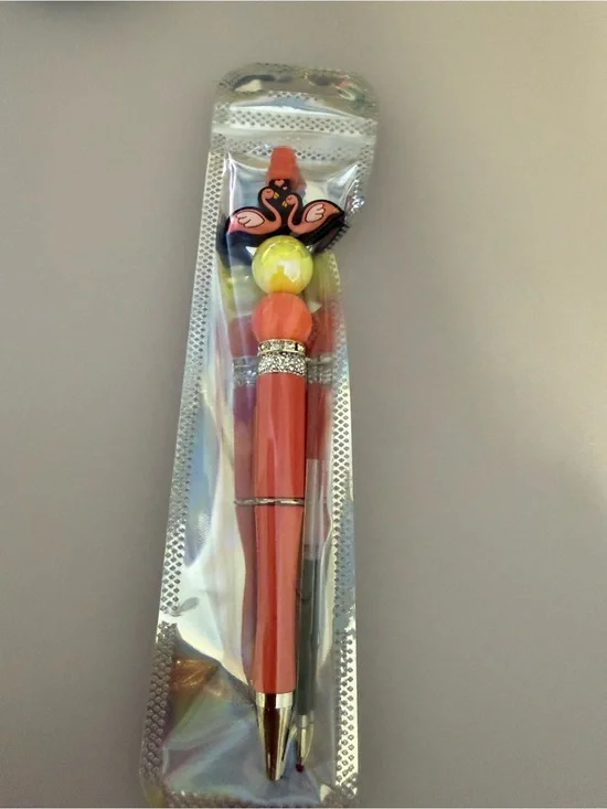 Coral Pink Flamingo beaded Pen
