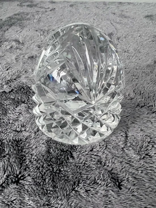 Vintage Heavy Cut Crystal Starburst Fan Design Paperweight