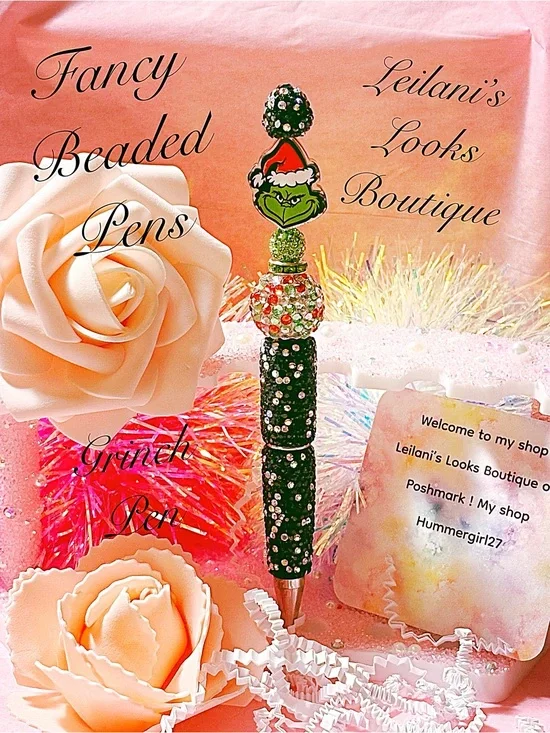 Green Beaded Grinch Pen