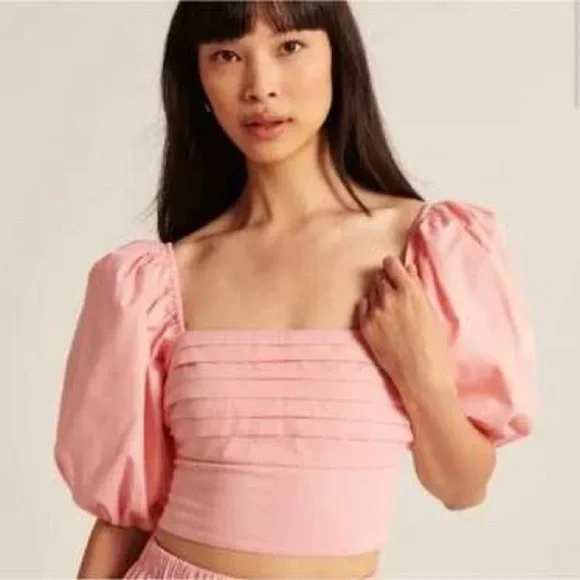 Abercrombie & Fitch Elegant Pink Puff Sleeve Top Size Small