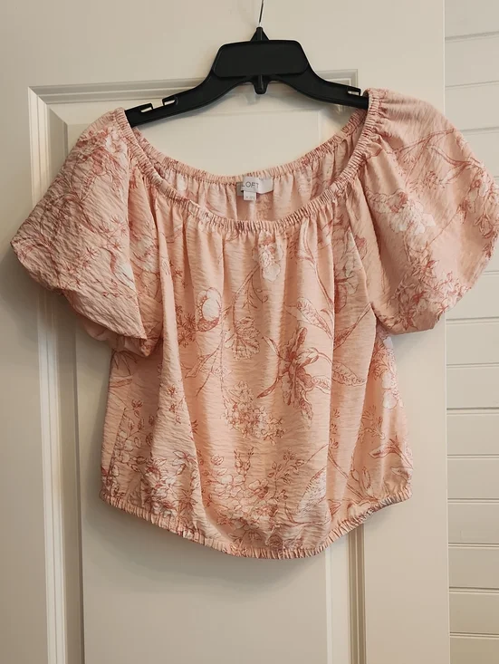 LOFT Blush Pink Floral Off-Shoulder Top