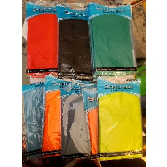 Lot of 12 Kittrich Stretchable Jumbo Book‎ Covers Fabric Multi Color  9x11in