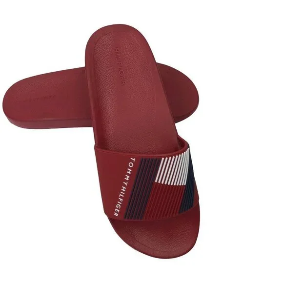 TOMMY HILFIGER MEN'S EDNOR RED SLIDE SANDALS SZ 10 NWT‎