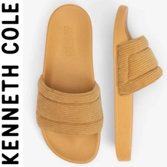 NWT. Kenneth Cole Reaction Screen Quilted Slide Sandal  Mustard Yellow