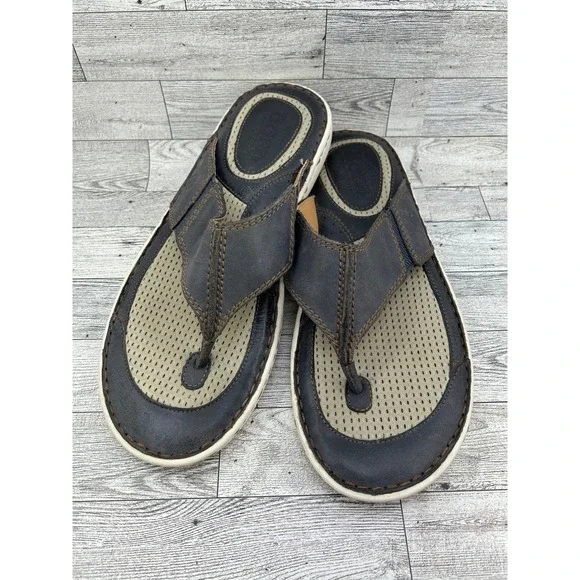 Born Khela Men Size 12M Leather Thong Sandals Dark Brown‎ Flip Flops BM0006934