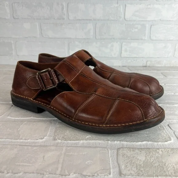 Cole Haan Fisherman Sandals Mens 13 D Brown Leather Preppy Resort Closed‎ Toe
