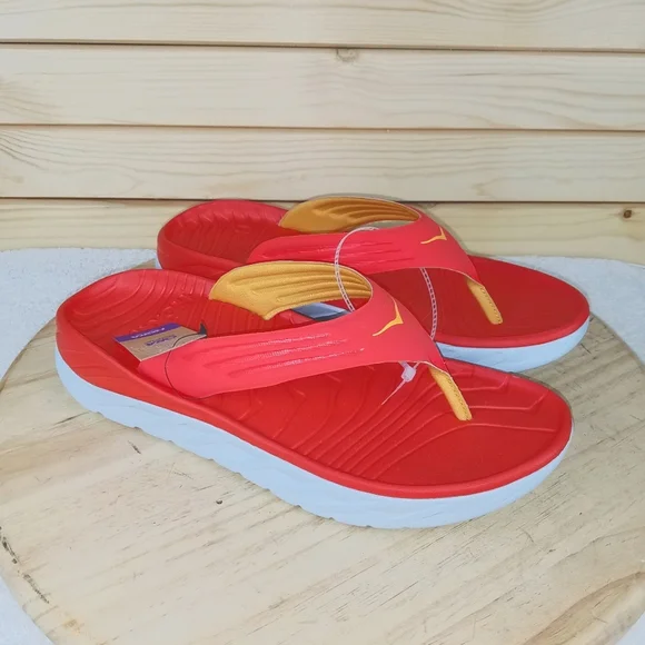 Hoka One One Ora Recovery Flip Flops Men's 14 US Fiesta Amber Yellow NEW