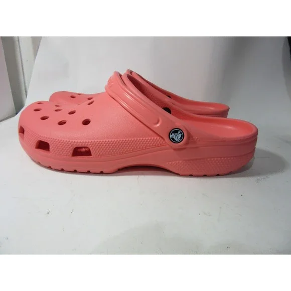 Crocs Clog Mens Size 13 Coral Pink Slip On Water Friendly Shoes Adjustable Strap