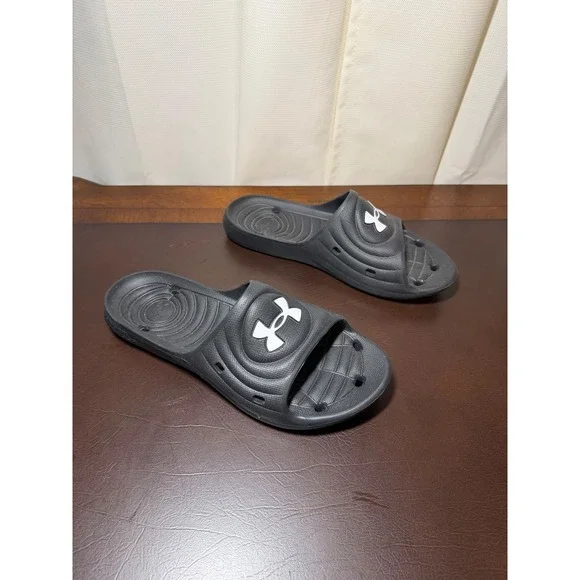 Under Armour Ignite Men's Slide Sandals Size 9 Black White HyperFoam Comfort