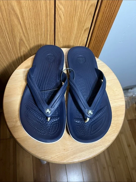 CROCS Men's Navy Flip-Flop Sandals with White Accent