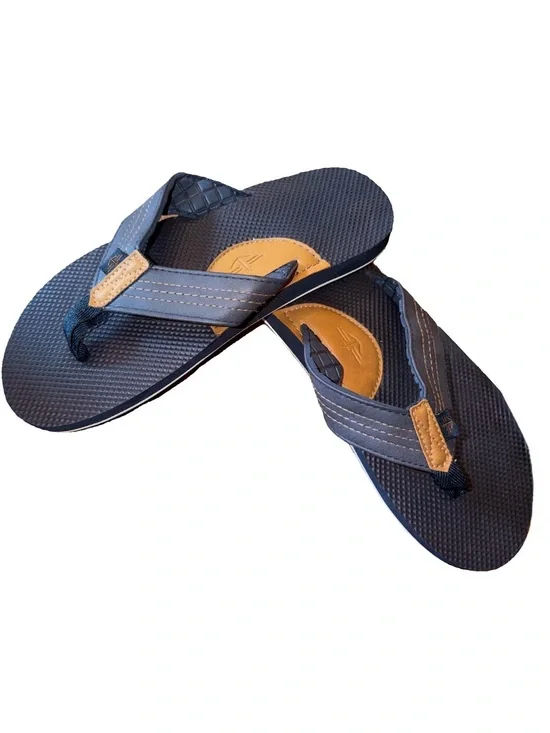 Dockers Navy blue Men’s flip-flop arch support sandals with tan accents 8/9