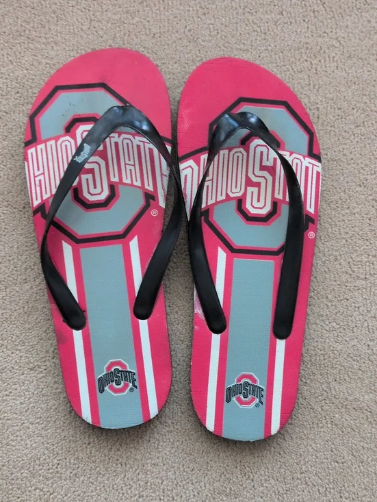 Men's Ohio State Red & Gray Flip Flops