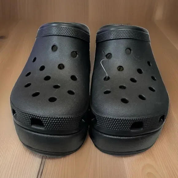 Crocs Siren Clog Men 10 Women 12 Black Platform Heeled Mule 208547-001 Shoe **