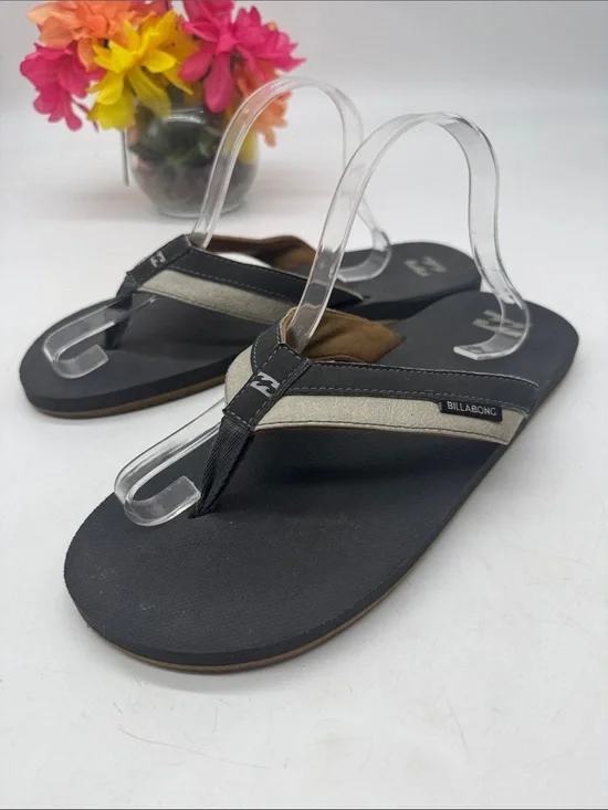 Billabong Black and Brown Men’s Flip Flops with Tan Accent