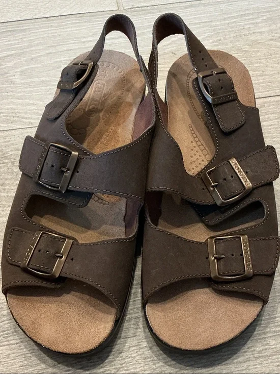 Fly Flot Italian Comfort Brown Buckle Strap Sandals -Everyday Support EU44 US 11