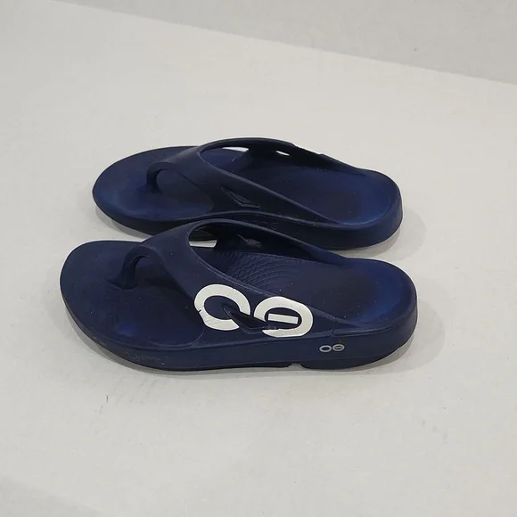 OOFOS Ooriginal Thong Flip Flop Navy Comfort Sandals Men Size 8 / Women Size 10
