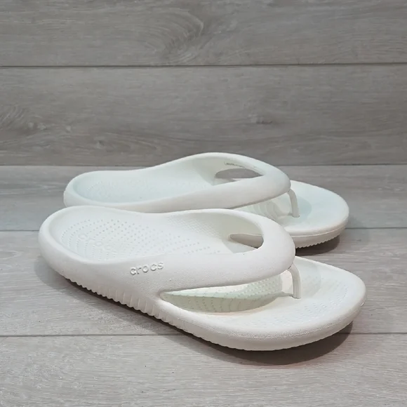 Crocs Mens Thong Rubber White Crocs Flip Flops Sandals Shoes Sz 11