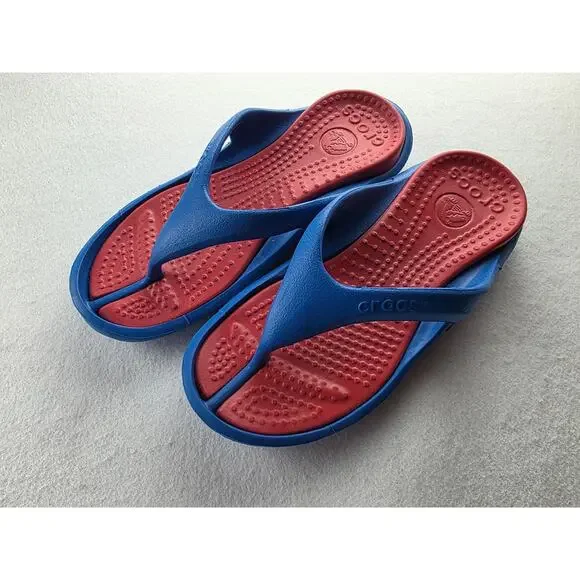 Croc Unisex Men Women Thong Sandal Flip Flop Blue Red Size 8