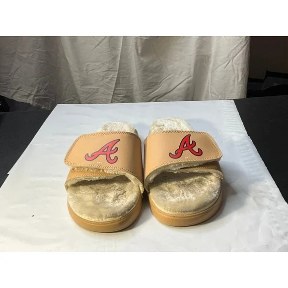 Atlanta Braves‎ Fur Lined Slides Comfort Sandals Mules Sz 10