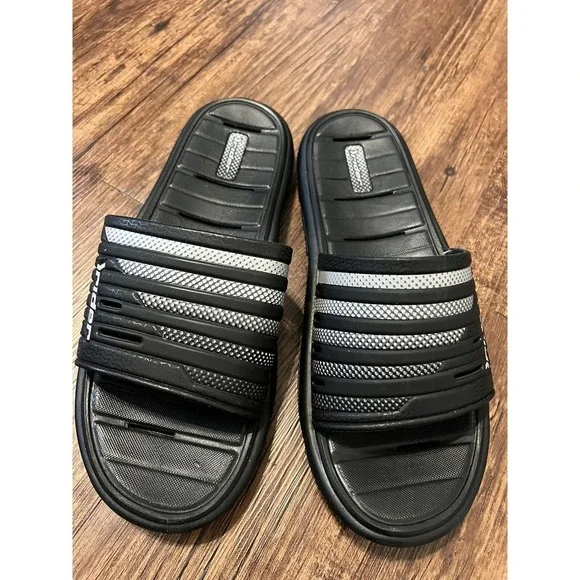 Rider‎ Men's Slide Sandals Size 13/47 All Rubber  Black/White Summer Beach