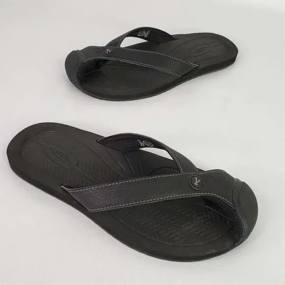 Keen Sandals Men's Size 9 Flip Flops Black Thong Rubber Toe Guard Outdoor