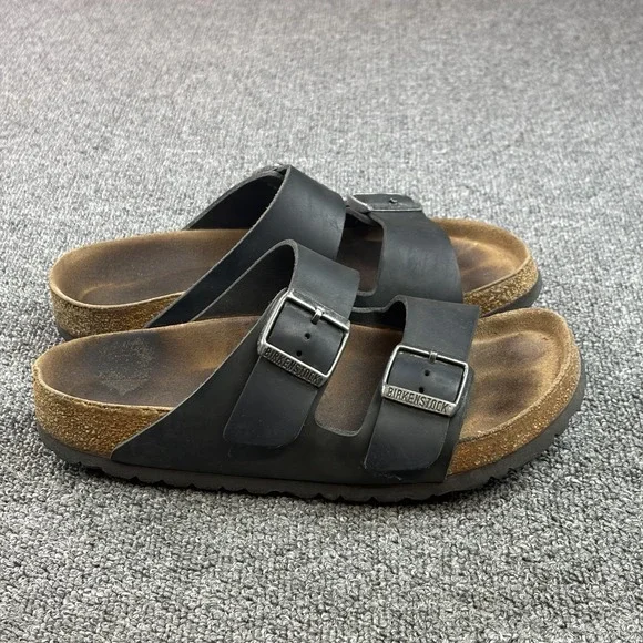 Birkenstock Arizona Black Oiled Leather Sandals Strap Buckle EU 41 / US 8M 10W