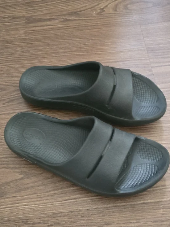 OOFOS Black‎ Men's Recovery Slide Sandals 12